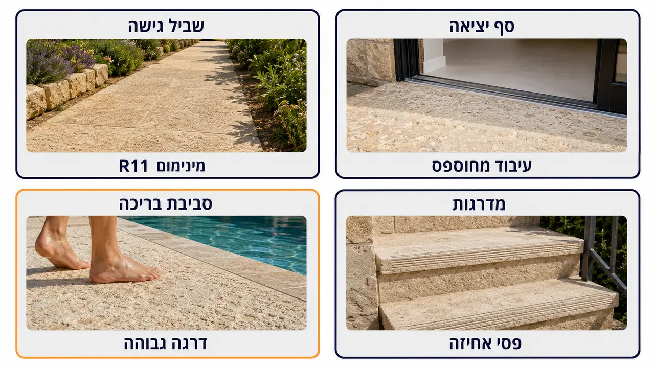 בחירת ריצוף בטוח לאזורים שונים בחצר ובבית