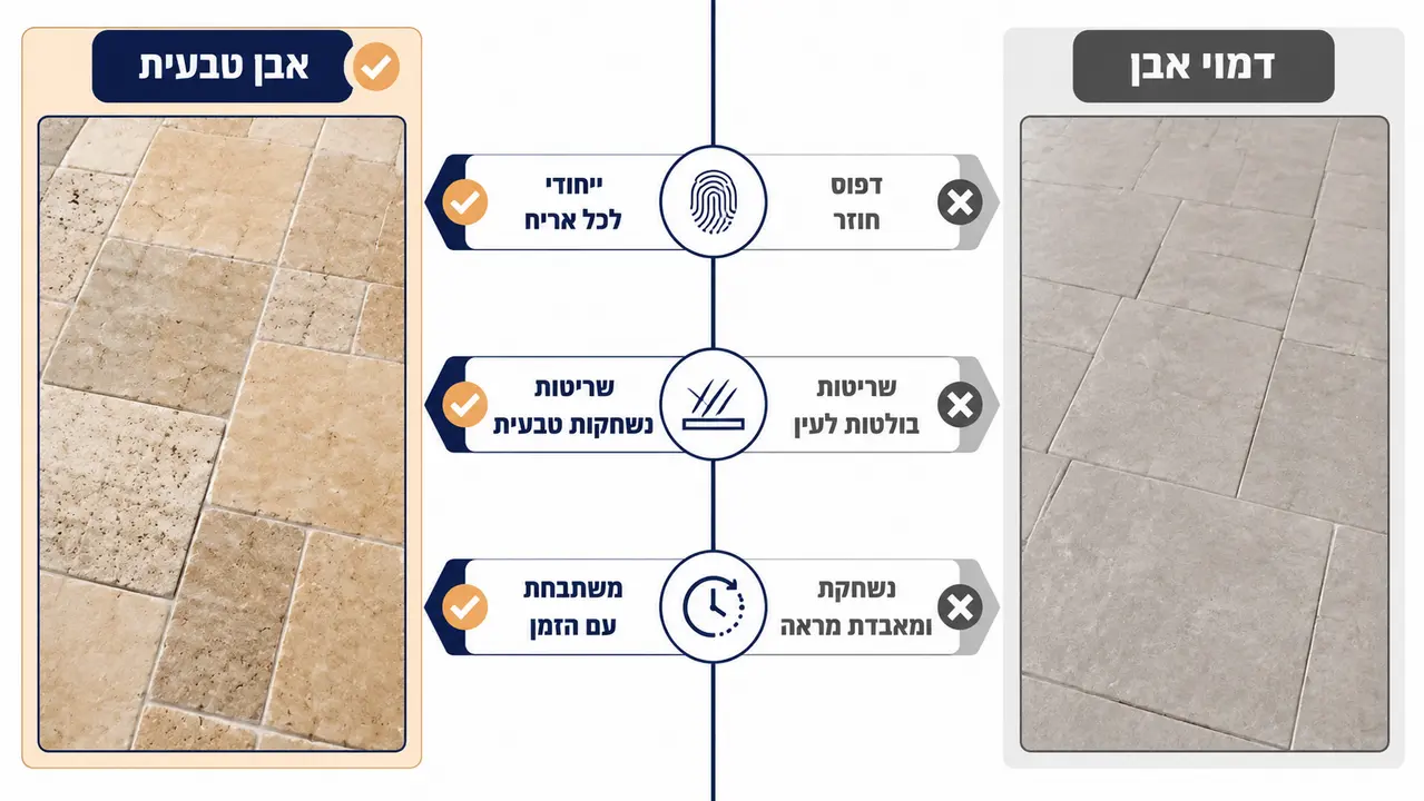 אבן טבעית מול חיקויי אבן - השוואת ריצוף חוץ כפרי